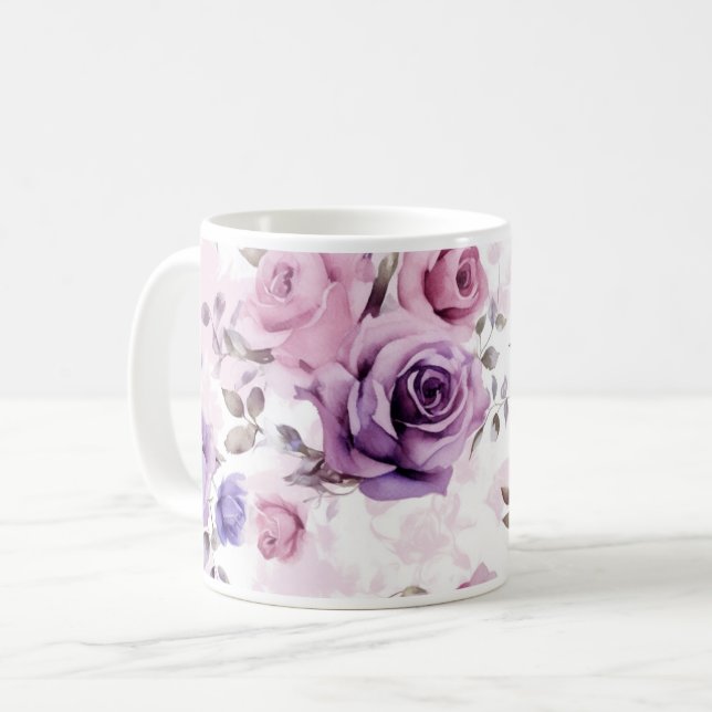 Caneca De Café Rosa Patterno de café Mug (Frente Esquerda)