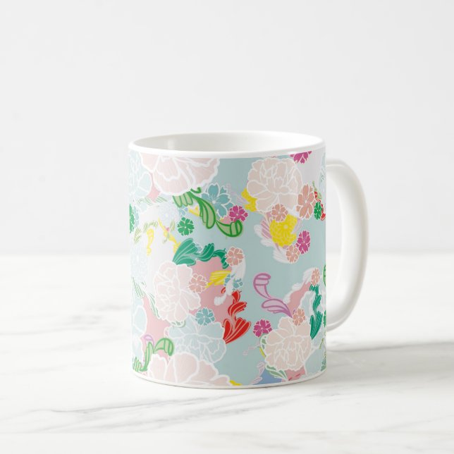 Caneca De Café Rosa peônia (Frente Esquerda)