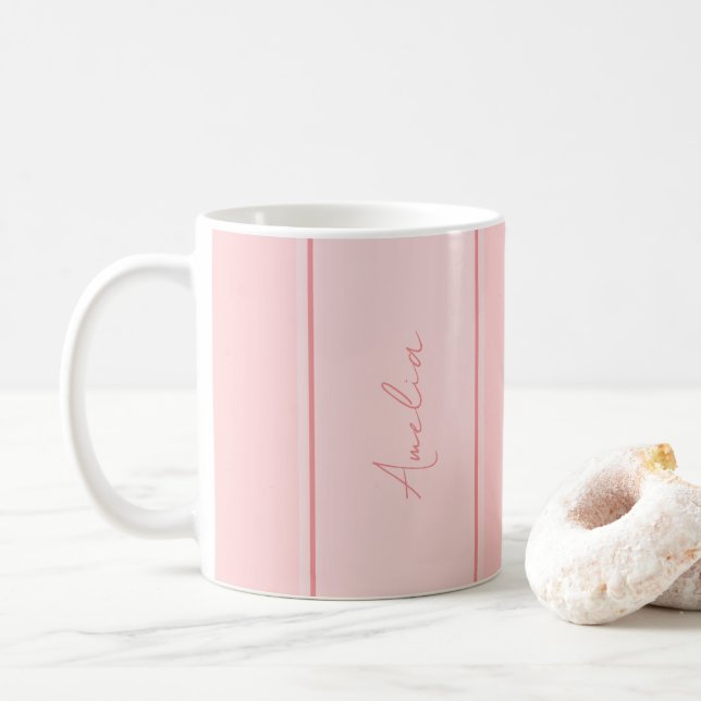 Caneca De Café Rosa Personalizado Simples (Com Donut)