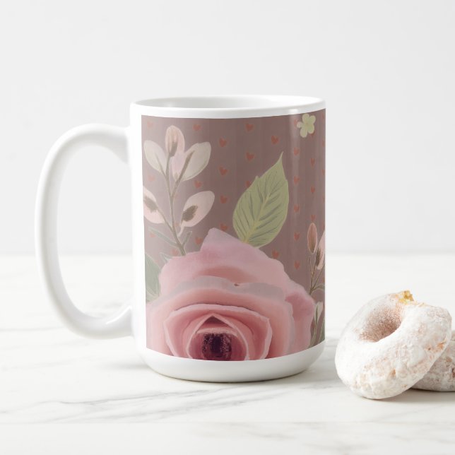 Caneca De Café Rosa Pink com Tipografia (Com Donut)