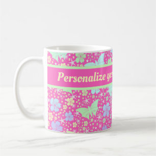 Caneca De Café rosa,prata,borboleta, metal, decoração, design,