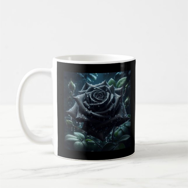 Caneca De Café Rosa preto floral (Esquerda)