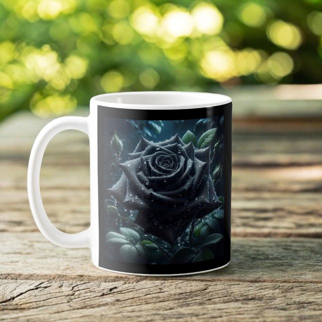 Caneca De Café Rosa preto floral (Criador carregado)