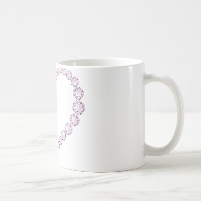 Caneca De Café Rosa Quartz Gem Heart (Direita)