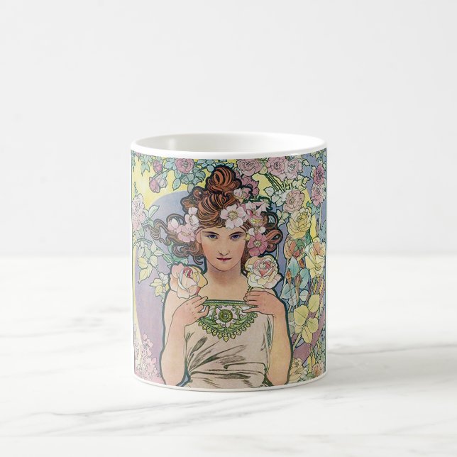 Caneca De Café Rosa (Quatro Flores), Alphonse Mucha (Centro)