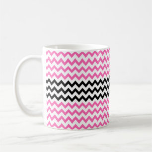 Caneca De Café Rosa quente e preto Chevron por Shirley Taylor