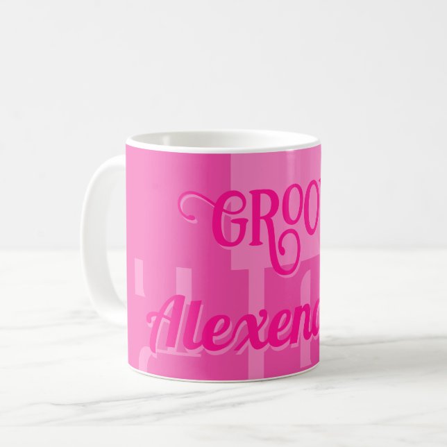 Caneca De Café Rosa quente personalizado (Frente Esquerda)