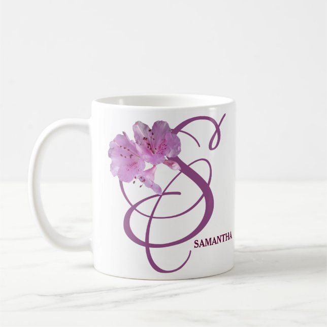 Caneca De Café Rosa rosa bonito Samantha, personalizável (Esquerda)