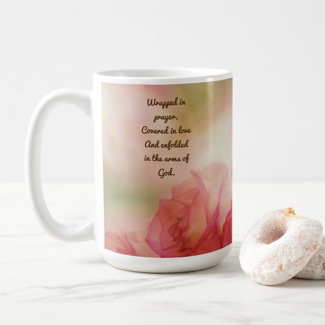 Caneca De Café Rosa Rosa Rosa Mole Mug: Embalada em Oração e Amor (Com Donut)
