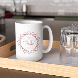 Caneca De Café Rosa Rosa Rosa Rosa Dourada Monograma - Diamantes 