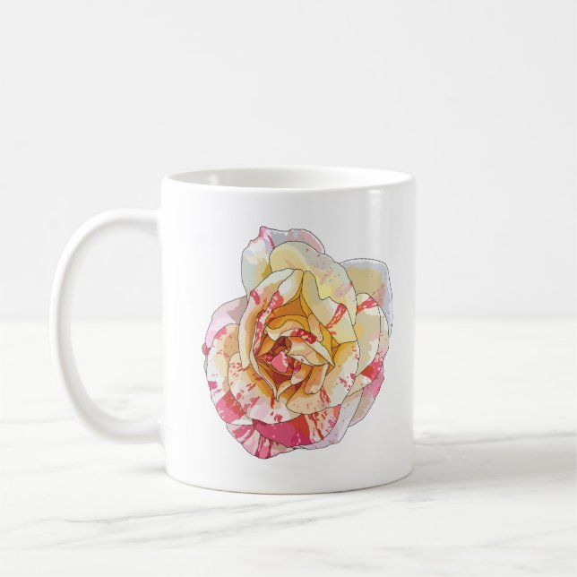 Caneca De Café Rosa Rosa Rosa Rosa e Amarelo Mug (Esquerda)
