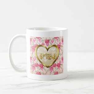 Caneca De Café Rosa Rosa Rosa Rosa Elegante e Ouro Melhor Mãe Nun