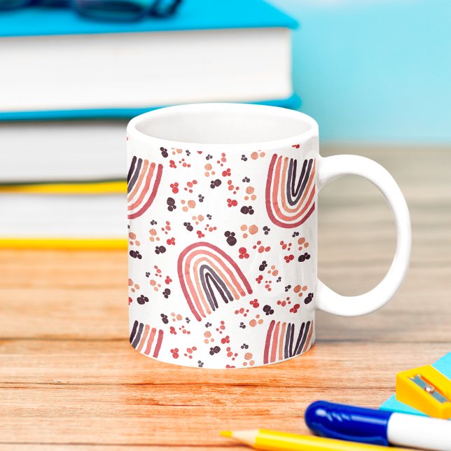 Caneca De Café Rosa Roxo Abstrato Arco-íris Aquarela Retro (Criador carregado)