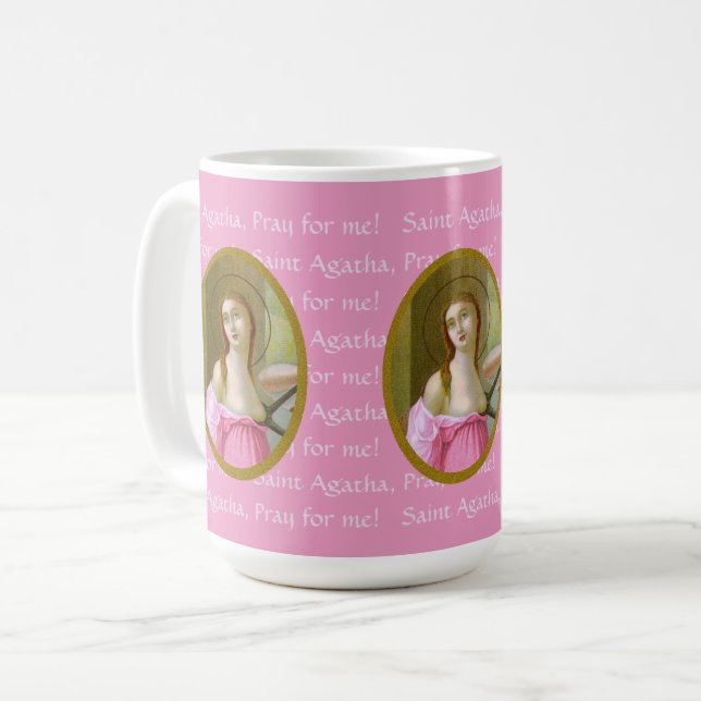 Caneca de Café Rosa St. Agatha (M 003) 450ml (Frente Esquerda)