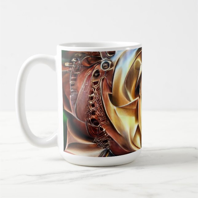 Caneca De Café Rosa Steampunk com Face Surreal - Flor Mecânico (Esquerda)