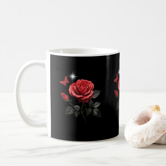 Caneca De Café Rosa, Tinta e Hora Pretas (Com Donut)