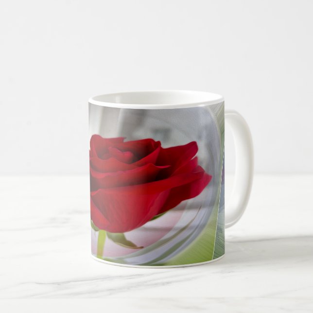 Caneca De Café Rosa vermelha 2 (Frente Esquerda)