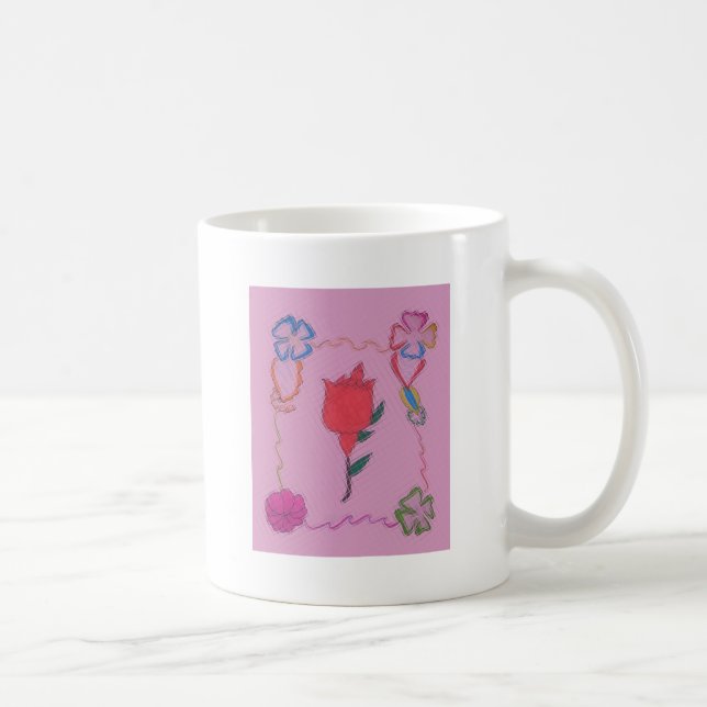 Caneca De Café Rosa vermelha a rosa: Impressão/Gráfico de Borda F (Direita)