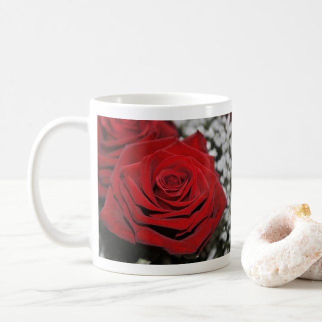 Caneca De Café Rosa vermelha bonita (Com Donut)