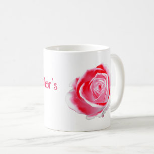 Caneca De Café Rosa vermelha e branca para o Dia das Mães
