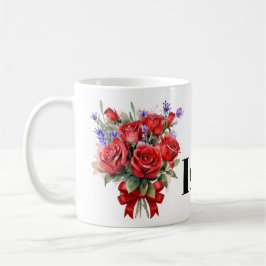 Caneca De Café Rosa vermelha e Lavanda - Mug Personalizado
