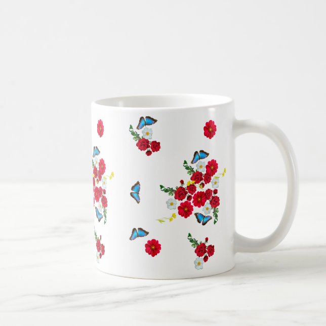 Caneca De Café "Rosa vermelha Elegante" (Direita)