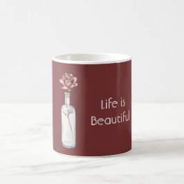 Caneca De Café Rosa Vermelha em Garrafa