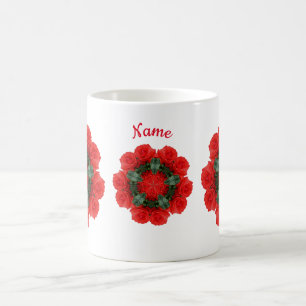 Caneca De Café Rosa vermelha Flower Art Personalizado
