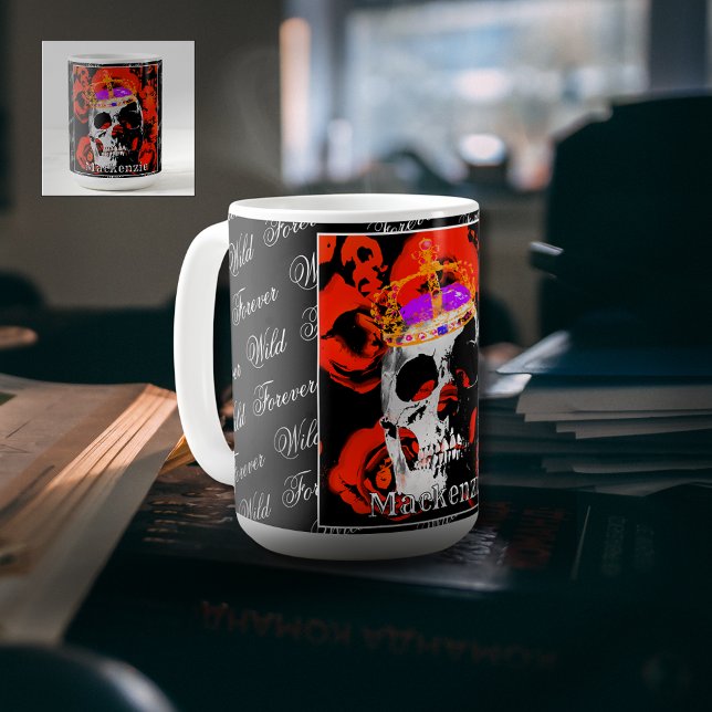 Caneca De Café Rosa vermelha Gótica Personalizada Coffee Mug (Criador carregado)