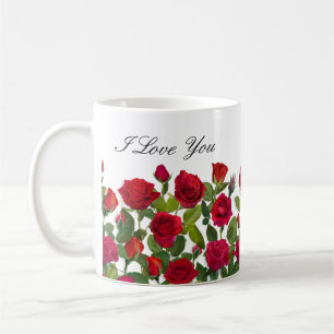 Caneca De Café Rosa Vermelha Moderna Minimalista Nome Eu Te Amo