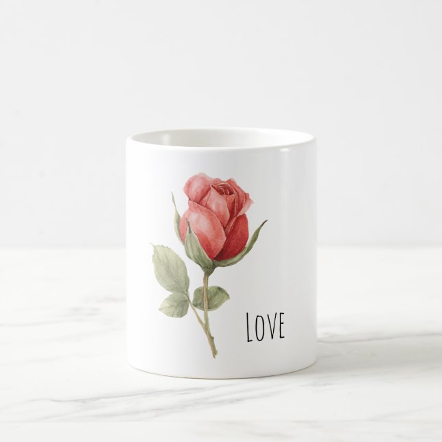 Caneca De Café Rosa Vermelha Romântica Amor (Centro)