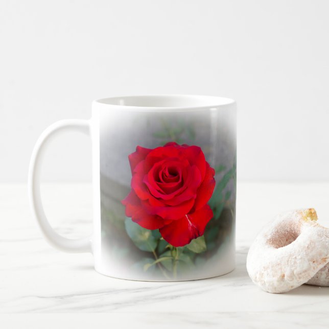 Caneca De Café Rosa vermelha vermelha (Com Donut)