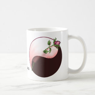 Caneca De Café Rosa vermelha yin yang mug