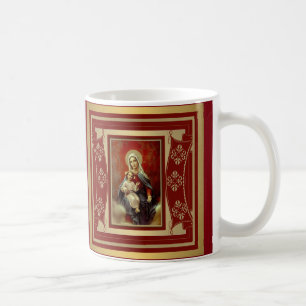 Caneca De Café Rosário de Madonna w/Baby Jesus da Virgem Maria