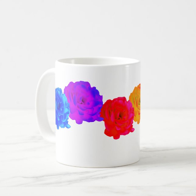 Caneca De Café Rosas arco-íris (Frente Esquerda)