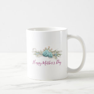 Caneca De Café Rosas azuis e Dia de as mães de Buquê Floral Coroa