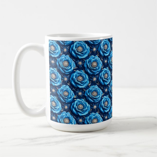 Caneca De Café Rosas azuis Projeto Noturno de Flores de Luxo (Esquerda)