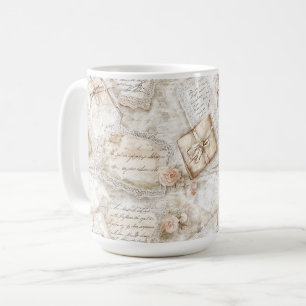 Caneca De Café Rosas Belas e Românticas de Noivado Cartas de Amor