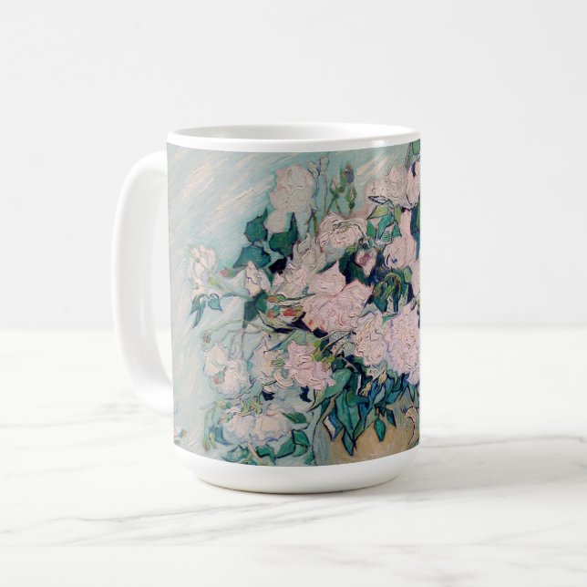 Caneca De Café Rosas Brancas-1890-Vincent van Gogh    (Frente Esquerda)
