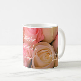 Caneca De Café Rosas brancas cor-de-rosa Feliz Dia de as mães Flo