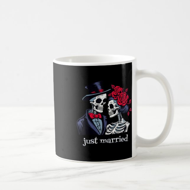 Caneca De Café Rosas Bride Esqueleto &amp; Groom, Elo Recem casad (Direita)