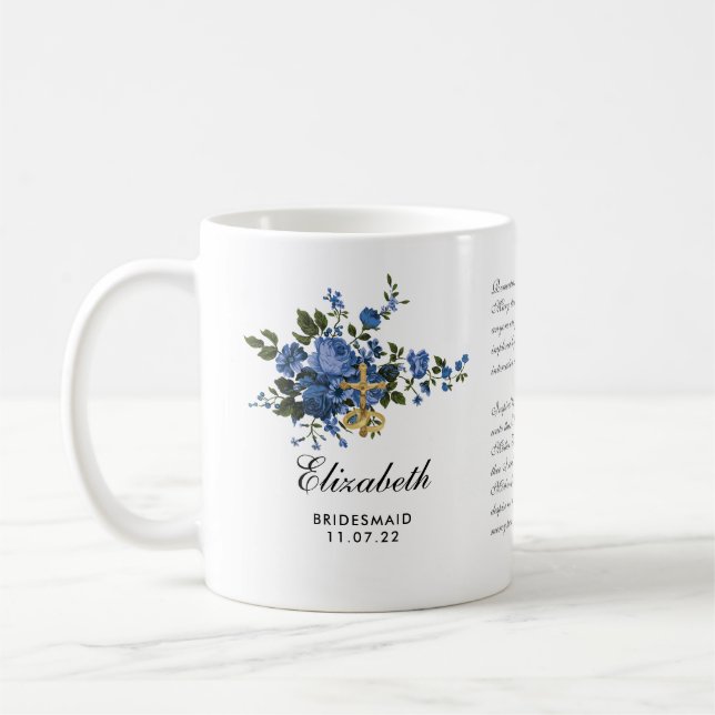 Caneca De Café Rosas Católicos Crucifix Prayer Bridesmaid (Esquerda)
