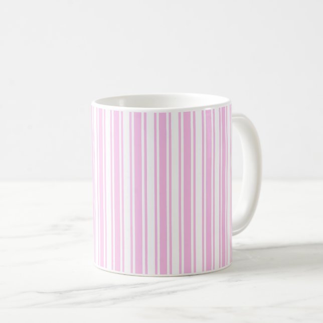 Caneca De Café Rosas claro e faixas brancas de doces (Frente Esquerda)