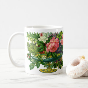 Caneca De Café Rosas Cor-de-Rosa Florais Antigas, Vaso de Flores