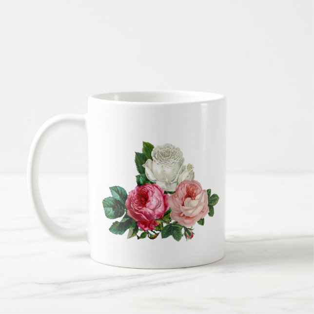 Caneca de Café Rosas Cor-de-Rosa Personalizadas Mã (Esquerda)