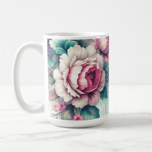 Caneca De Café Rosas de Aquarela Floral