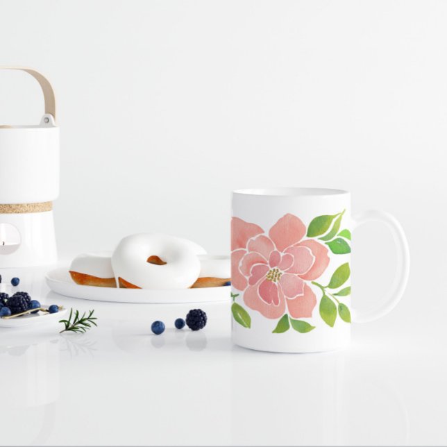 Caneca De Café Rosas de Aquarela Rosa (Criador carregado)