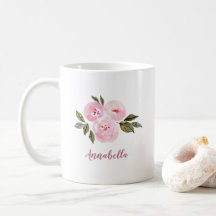 Rosas de Aquarela Rosa com Presente de Nome