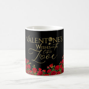 Caneca De Café Rosas de Caligrafia Dourada Minimalista para o Dia
