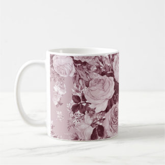 Caneca De Café Rosas De Chá: Padrão De Buquê De Aquarela.